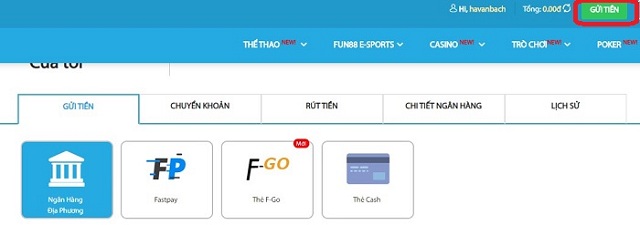 Thông Tin Nhà Cái Fun88 12 Có nhiều cách gửi tiền vào tài khoản của nhà cái Fun88