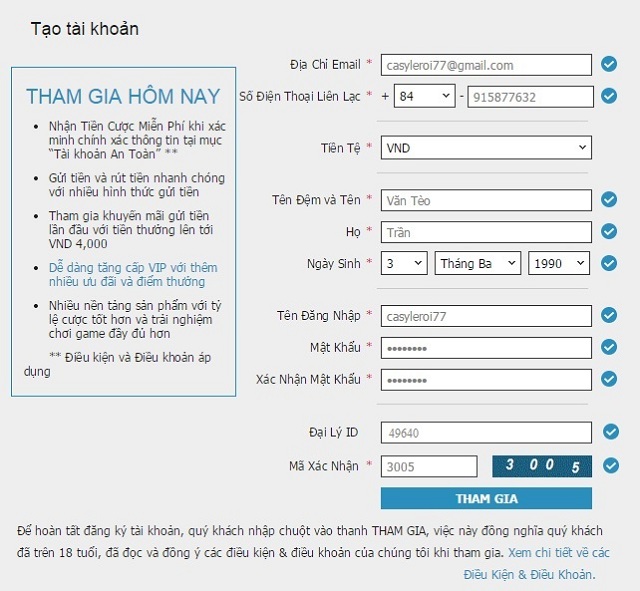 Thông Tin Nhà Cái W88 14 Điền các thông tin theo biểu mẫu của nhà cái W88 yêu cầu